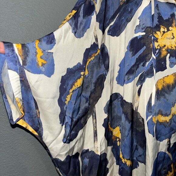 HOUSE OF AZOIIA SILK BLEND BLUE FLOWERS KAFTAN DRESS - NEW WITH TAGS - XXL/3XL - Picture 5 of 16